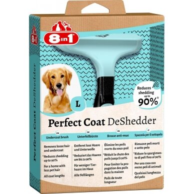 8in1 Perfect Coat DeShredder L - furminatorius negyvam kailiui šalinti, skirtas didelių veislių šunims 1