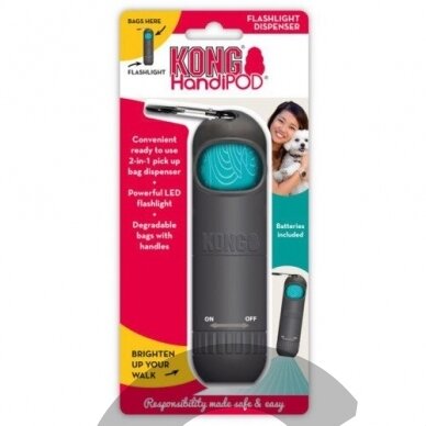 KONG HandiPOD Flashlight Dispenser - dėklas šunų ekskrementų maišeliams su su integruotu žibintuvėliu