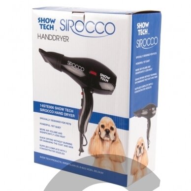 Show Tech Sirocco Hand Dryer 1200W - kompaktiškas rankinis džiovintuvas, juodas 3