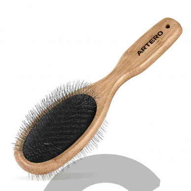 Artero Nature Double Slicker Pin Brush - dvipusis bambukinis šepetys pudeliams 2