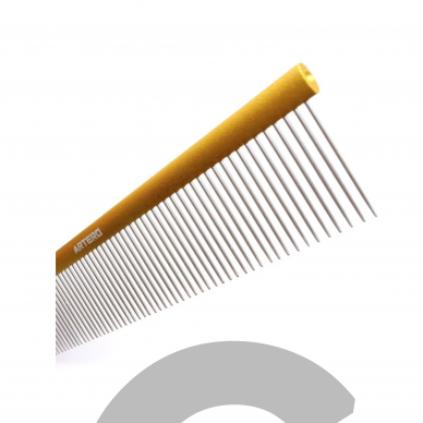 "Artero Nature Giant Gold" Comb - 25cm didelės šukos su aliuminio rankena, vidutiniai tarpai tarp dantų, 36 mm smeigtukai  1