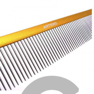 "Artero Nature Giant Gold" Comb - 25cm didelės šukos su aliuminio rankena, vidutiniai tarpai tarp dantų, 36 mm smeigtukai  3