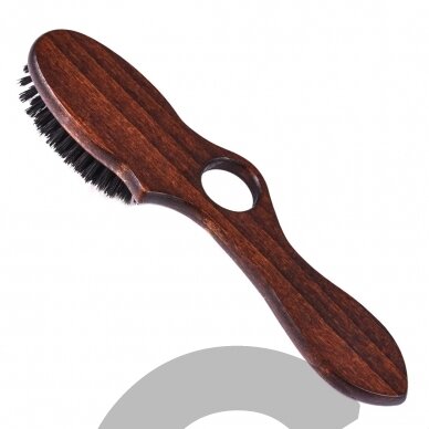 Blovi Brown Wood Brush 21 cm - mažas medinis šepetys su natūraliais šereliais ir skylute pirštui, skirtas trumpaplaukėms ir (arba) švelniaplaukėms veislėms 1