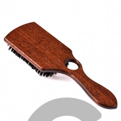 Blovi Brown Wood Brush 26cm - extra duża, drewniana szczotka z włosiem naturalnym, rozczesywaczem i otworem na palec, dla ras długowłosych 1