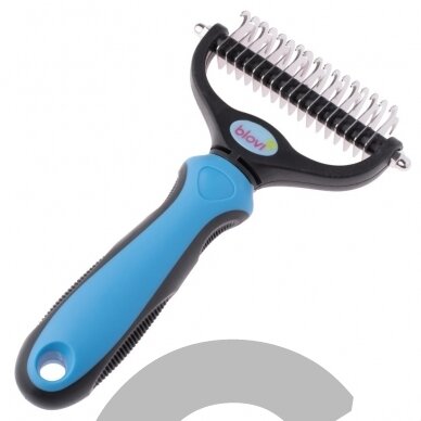 Blovi Double Undercoat Rake Blue 7,5cm - dvipusės trimingavimo šukos, mėlynos spalvos