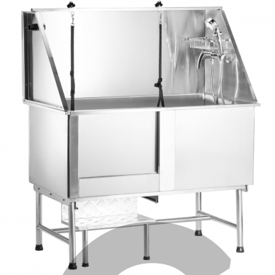 Blovi Free Standing Stainless Bath - Profesionali groomingo vonia su laipteliais ir stumdomomis durimis kairėje pusėje 1