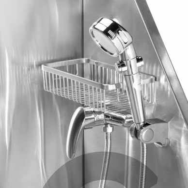 Blovi Free Standing Stainless Bath - Профессиональная груминговая ванна с лестницей и раздвижными дверцами слева 3