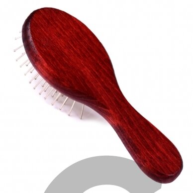 "Blovi Red Wood Pin Brush" - medinis ovalus mini šepetėlis su 18 mm metalineis smeigtukais, užsibaigiančiais rutuliuku 1