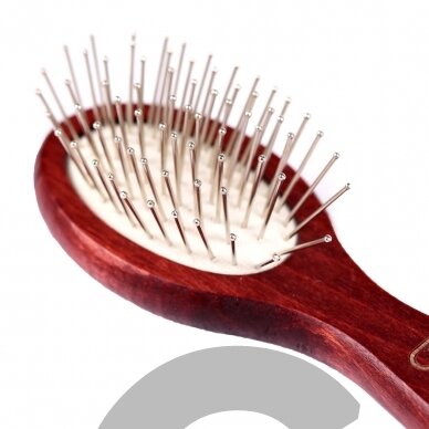 "Blovi Red Wood Pin Brush" - medinis ovalus mini šepetėlis su 18 mm metalineis smeigtukais, užsibaigiančiais rutuliuku 2