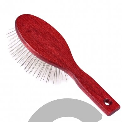 "Blovi Red Wood Pin Brush" - didelis, minkštas ir medinis šepetys su ilgais 30 mm metaliniais smeigtukais 1