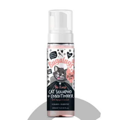 Bugalugs Papaya & Coconut 2in1 No Rinse Cat Shampoo 200ml - nenuplaunamas kačių šampūnas ir kondicionierius