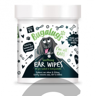 Bugalugs Soothing Ear Wipes 100 vnt. - raminančios biologiškai suyrančios šunų ausų valymo servetėlės