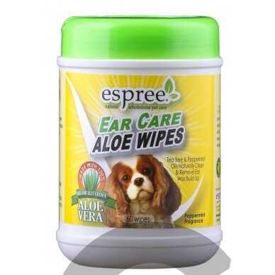 Espree Ear Care Aloe Wipes 60 - ausų priežiūros servetėlės su alaviju šunims 60 vnt.