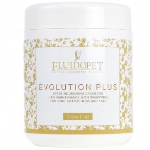 FluidoPet Evolution Plus Mask - išskirtinė, profesionali, giliai maitinanti ir drėkinanti kaukė ilgaplaukėms veislėms su hialurono rūgštimi ir keratinu 1L