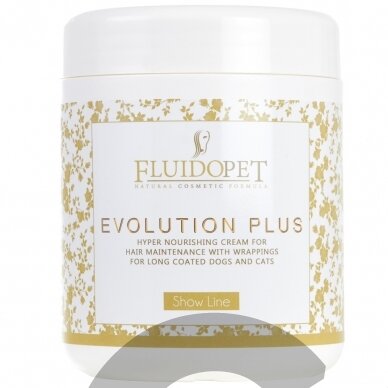 FluidoPet Evolution Plus Mask - išskirtinė, profesionali, giliai maitinanti ir drėkinanti kaukė ilgaplaukėms veislėms su hialurono rūgštimi ir keratinu 1L