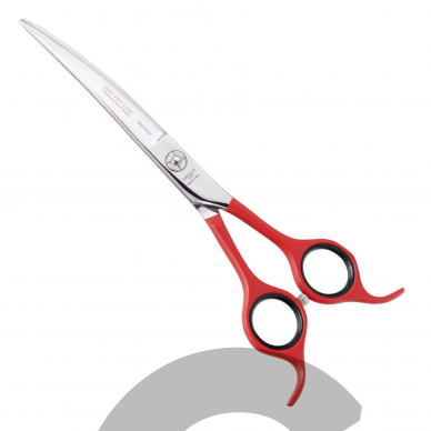 Henbor Red Pet Line Curved Scissors 6,5" - profesionalios gyvūnų kirpimo žirklės, lenktos