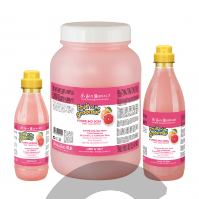 Iv San Bernard Fruit of the Groomer Pink Grapefruit Shampoo - Rožinis greipfrutų šampūnas pusilgiams plaukams, skirtas šunims ir katėms, koncentratas 1:3