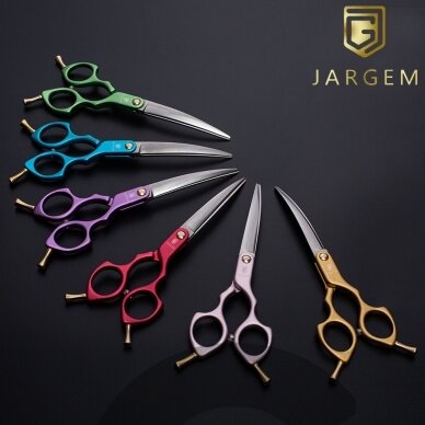 Jargem Asian Style Light Curved Scissors 6 "- labai lengvos korėjietiško stiliaus lenktos kirpimo žirklės - Spalva:  violetinė.