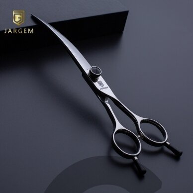 Jargem Curved Black Damond Scissors - kirpimo žirklės išlenktos, nušlifuotos juodu deimantu - Dydis: 7.5