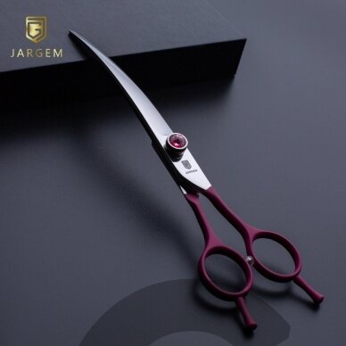 Jargem Fuchsia Curved Scissors - priežiūros žirklės, išlenktos dekoratyviniu varžtu, fuksija - Dydis: 7 "