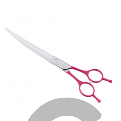 Jargem Fuchsia Curved Scissors - priežiūros žirklės, išlenktos dekoratyviniu varžtu, fuksija - Dydis: 7 " 3