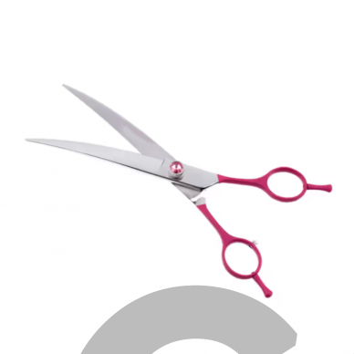 Jargem Fuchsia Curved Scissors - priežiūros žirklės, išlenktos dekoratyviniu varžtu, fuksija - Dydis: 7 " 1