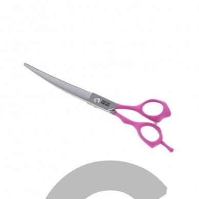 Jargem Pink Curved Scissors - lenktos priežiūros žirklės su minkšta ir ergonomiška rausva rankena - Dydis: 8 " 4