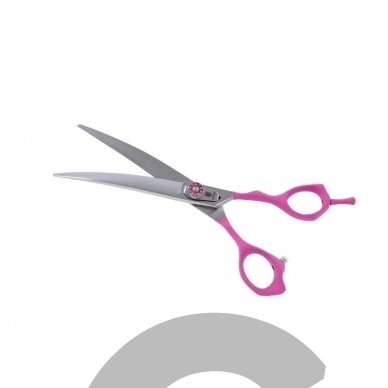 Jargem Pink Curved Scissors - lenktos priežiūros žirklės su minkšta ir ergonomiška rausva rankena - Dydis: 8 " 1