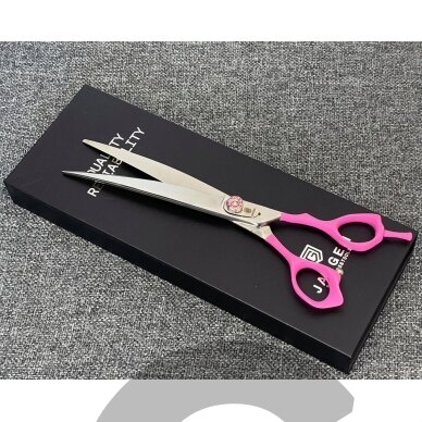 Jargem Pink Curved Scissors - lenktos priežiūros žirklės su minkšta ir ergonomiška rausva rankena - Dydis: 8 " 3