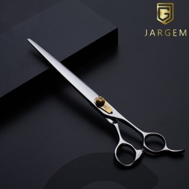 Jargem Strong Straight Scissors - tvirtos priežiūros žirklės su ilgais ir plonais ašmenimis, auksiniu varžtu - Dydis: 8,5 "