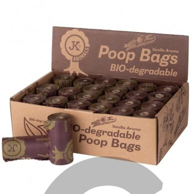 JK Animals BIO-degradable Poop Bags Box - biologiškai suyrantys maišeliai šunų ekskrementams 24 ritinėliai