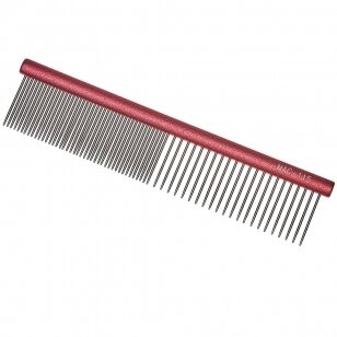 "Madan Professional Mini Light Face Comb 11,5 cm - profesionalios ir lengvos mini šukos su aliuminio rankena ir mišriais dantų tarpais - Spalva: raudona