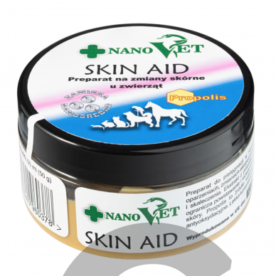 "Nano Vet Skin Aid" 60ml - kremas gyvūnų odos pažeidimams gydyti su propoliu ir nanosidabru