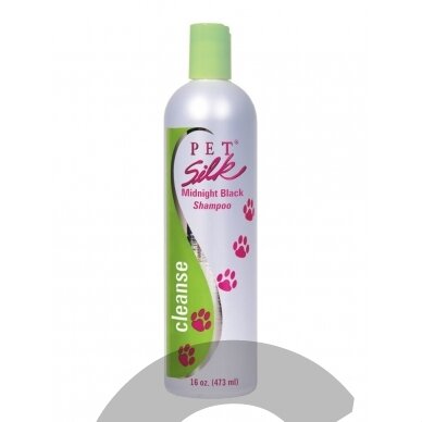 Pet Silk Midnight Black Shampoo - Gilinantis kailio atspalvį šampūnas juodai ir tamsiai spalvai, koncentratas 1:16 - talpa: 473ml