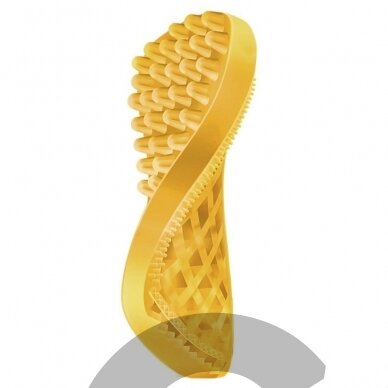 Pet+Me Medium Silicone Brush Yellow - silikoninis šepetys šunims ir katems su trumpais ir tankiais, ilgais ir šilkiniais arba šiurkščiavilniais plaukais