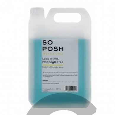 "So Posh Tangle Free Hydrating Detangler Spray" 5L - dviejų fazių iššukavimo priemonė, padedanti iššukuoti susipainiojusius plaukus.